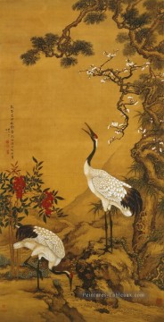 Shenquan grues sous pin et prune traditionnelle Peinture à l'huile